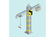 Construction crane isometric vector