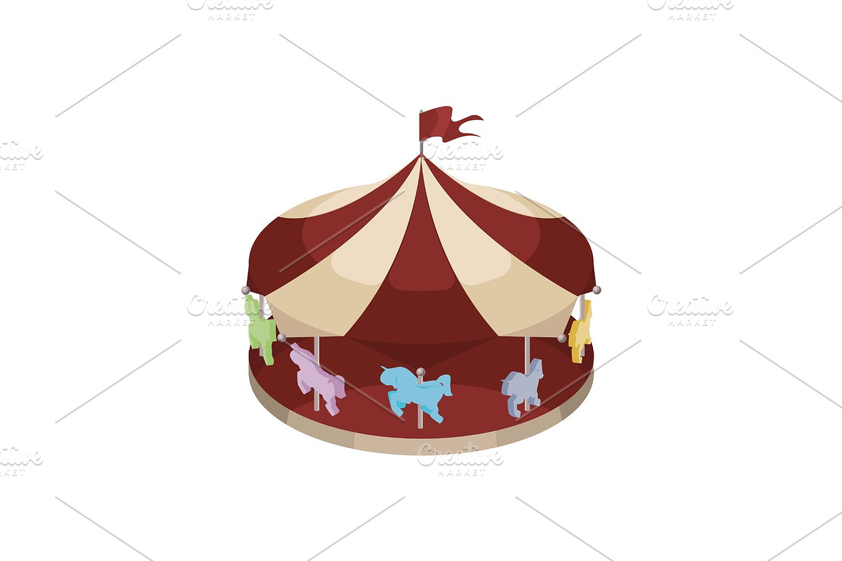 Children carousel isometric vector illustration in Objects - product preview 8