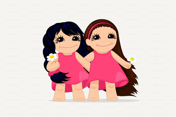 vector cute girls graphic