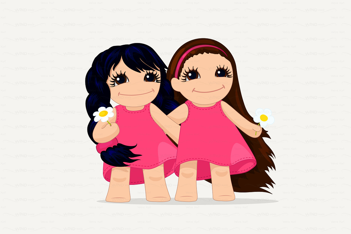 vector cute girls graphic in Illustrations - product preview 8