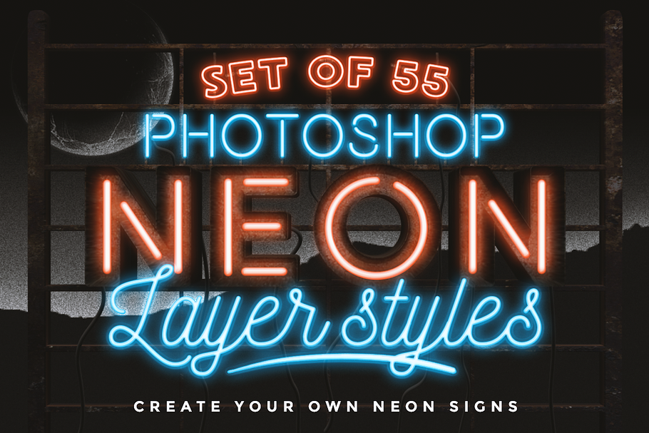  Neon  layer styles for Photoshop Unique Photoshop Add Ons 