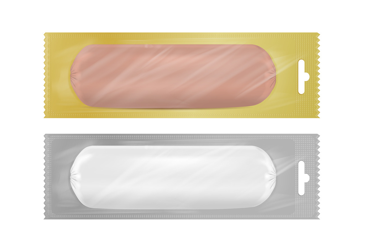 Plastic packaging for sausage in Product Mockups - product preview 8