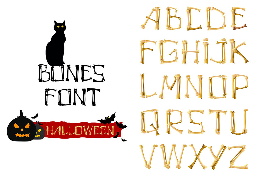 Bones Font.Vector Skeleton Letters. in Display Fonts - product preview 8