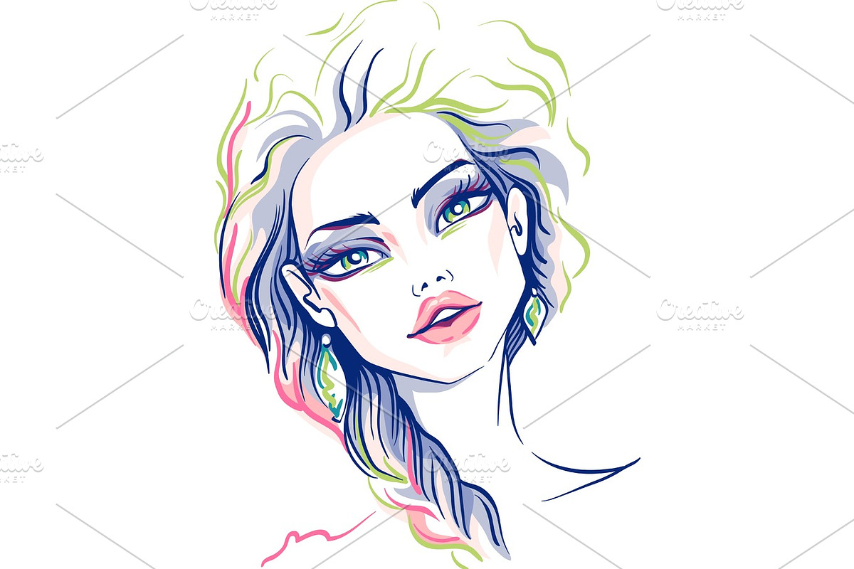 Vector beautiful fashion girl in Illustrations - product preview 8