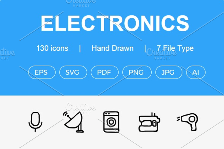 130 Electronics Hand Drawn