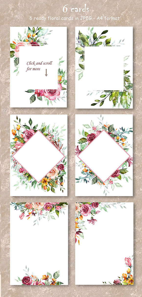Watercolor Flower Clipart Design set in Illustrations - product preview 6