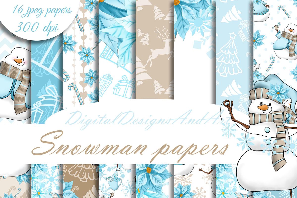 Cute snowman patterns in Patterns - product preview 8
