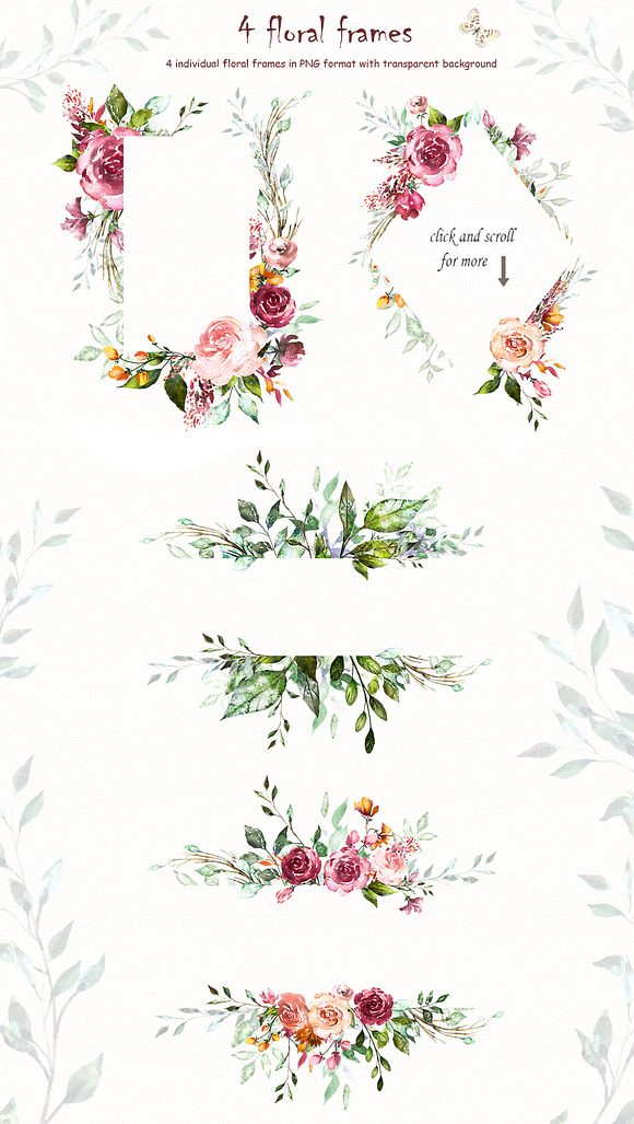 Watercolor Flower Clipart Design set in Illustrations - product preview 9
