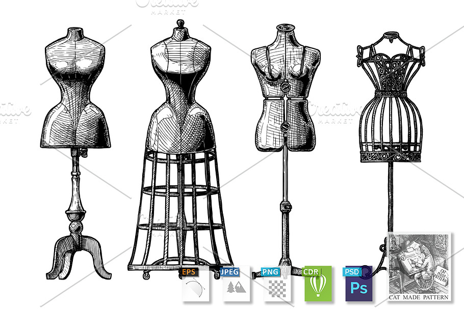 Set of dress form in Illustrations - product preview 8
