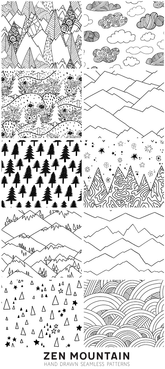 Zen Mountain Seamless Pattern Repeat in Patterns - product preview 4