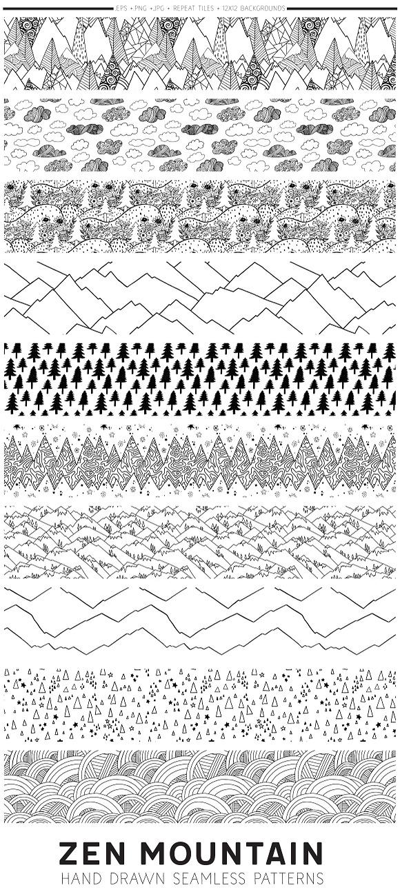 Zen Mountain Seamless Pattern Repeat in Patterns - product preview 5