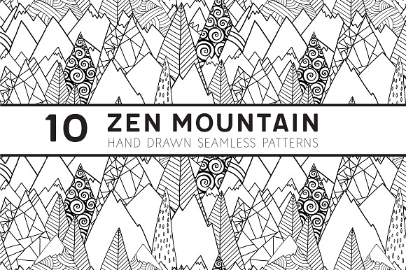 Zen Mountain Seamless Pattern Repeat in Patterns - product preview 6