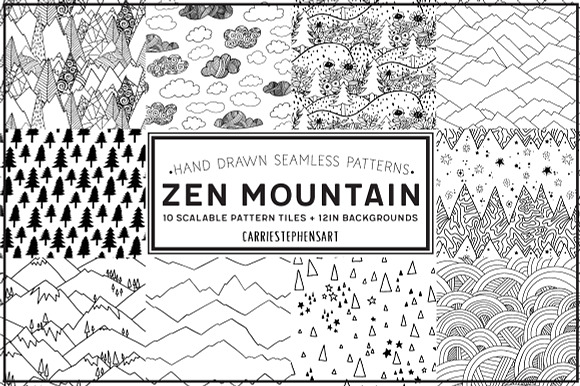 Zen Mountain Seamless Pattern Repeat in Patterns - product preview 7