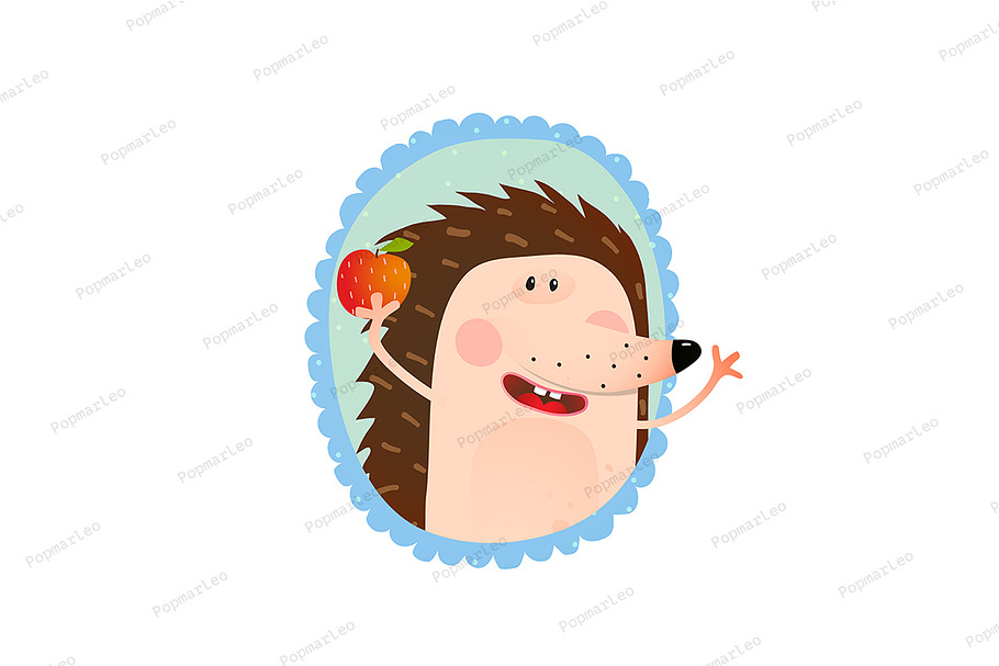 Hedgehog portrait eating Apple. in Illustrations - product preview 8