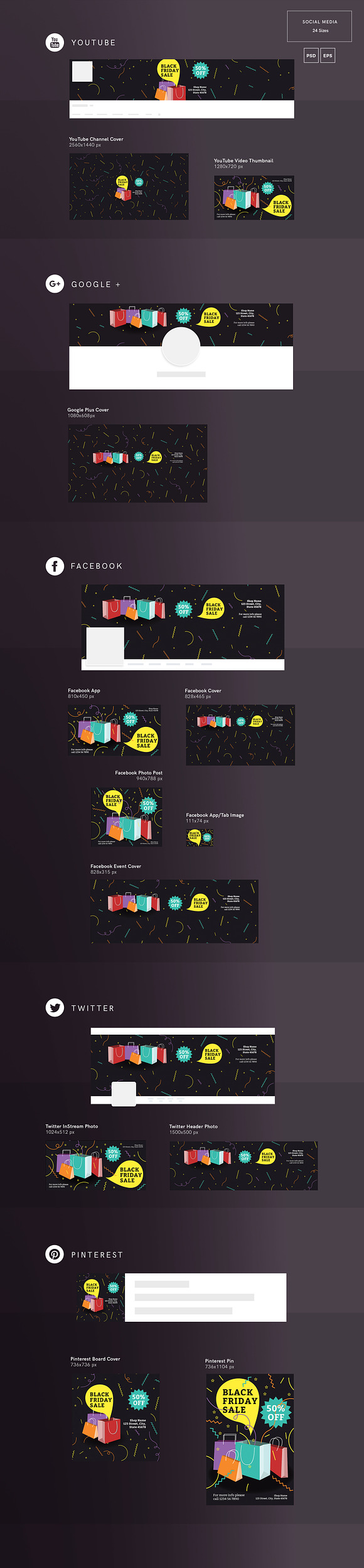 Social Media Pack | Black Friday in Social Media Templates - product preview 2
