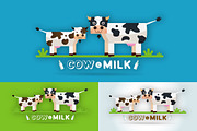 Cow Milk Farm Logo design vector