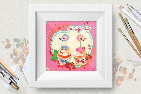 Cupcakes. Birthday greeting cards in Illustrations - product preview 2
