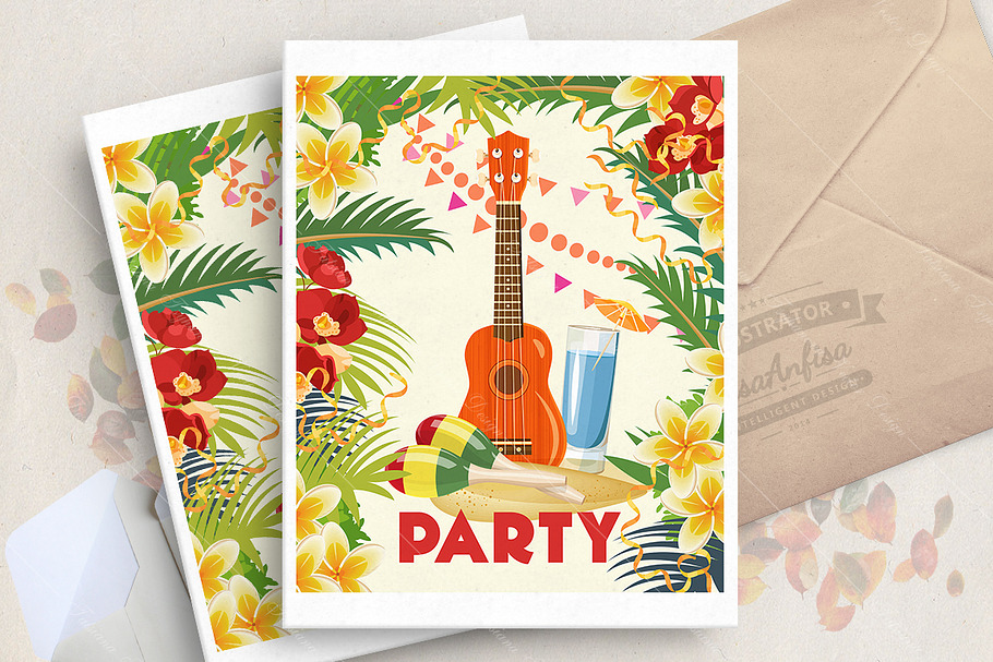 Beach party. Vector poster in Illustrations - product preview 8