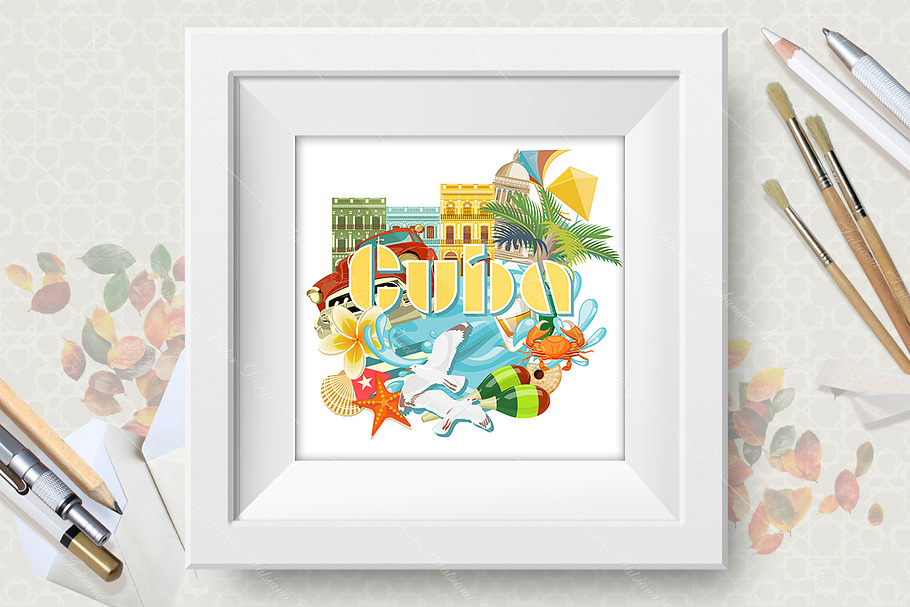 Cuba vector poster. Travels in Illustrations - product preview 8