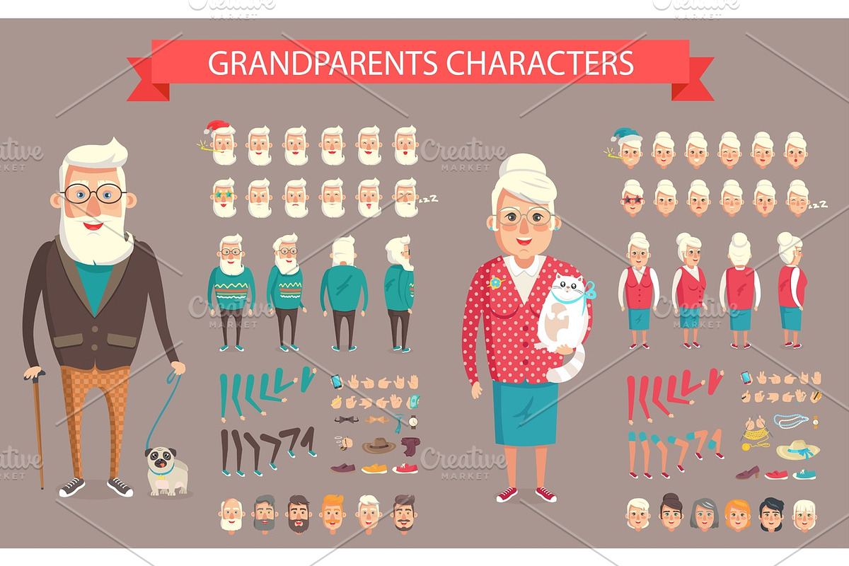 Grandparents Constructor Vector Illustration. in Illustrations - product preview 8