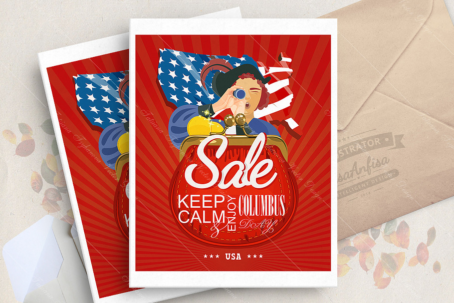 Columbus day vector poster in Illustrations - product preview 8