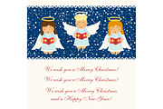 Cute hand drawn singing Christmas angel characters