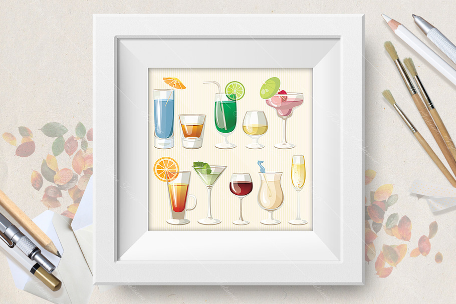 Cocktails vector set in Illustrations - product preview 8
