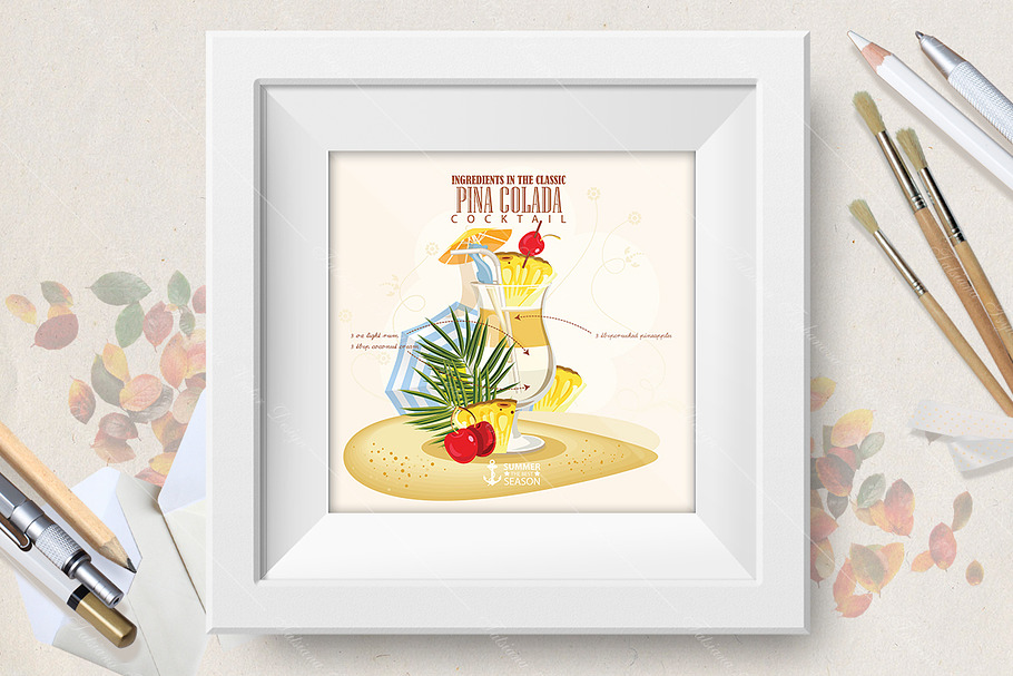 Cocktail Pina Colada poster in Illustrations - product preview 8