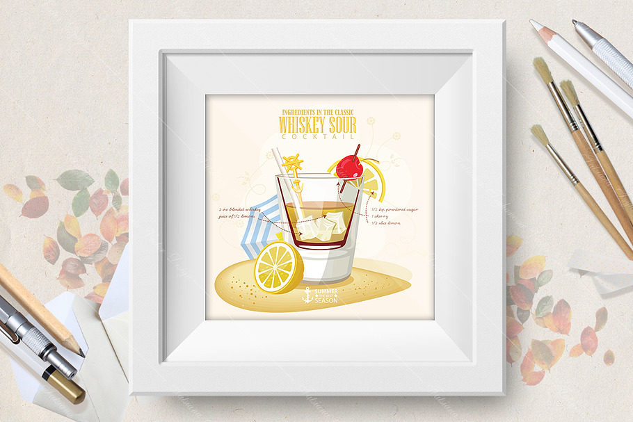 Cocktail Whiskey Sour poster in Illustrations - product preview 8