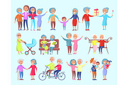 People of Different Age Isolated Illustration