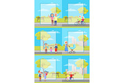Older People Outside Collection of Illustrations