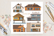 Set of houses. Flat vector style