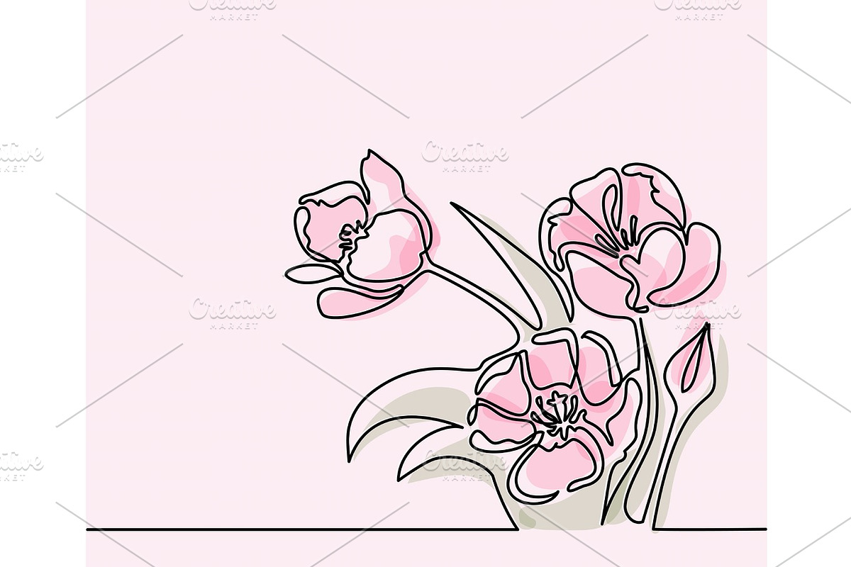 Drawing of beautiful tulips flower in Illustrations - product preview 8