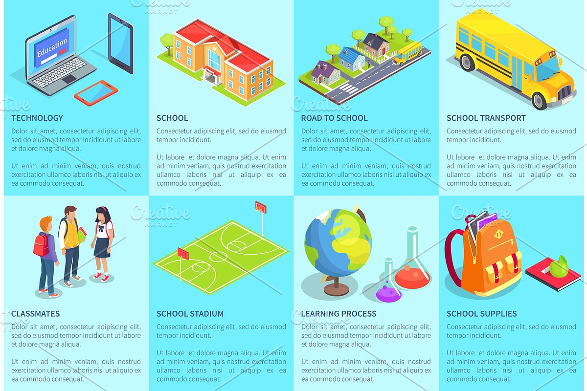 Collection of Posters with Text Devoted to School in Illustrations - product preview 8