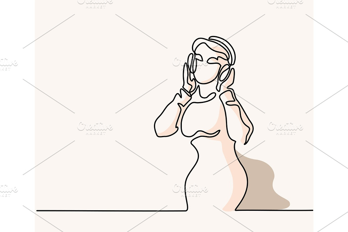 Woman listening to music in Illustrations - product preview 8