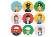 People of Different Professions Set of Round Icons