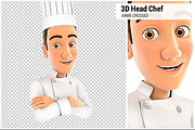 3D Head Chef with Arms Crossed