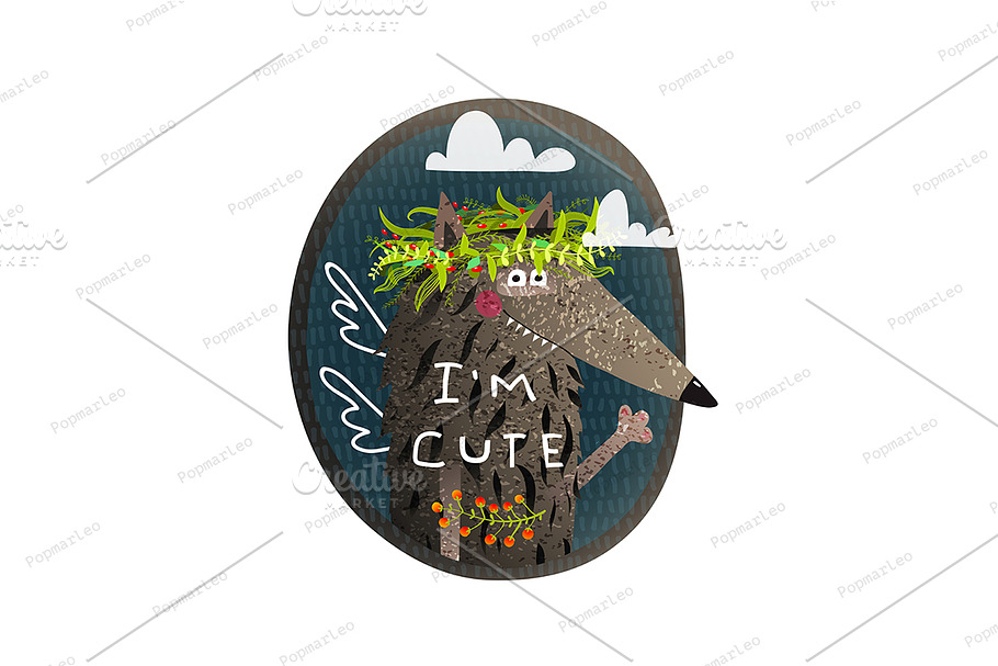 Cute Wolf with Wings. in Illustrations - product preview 8