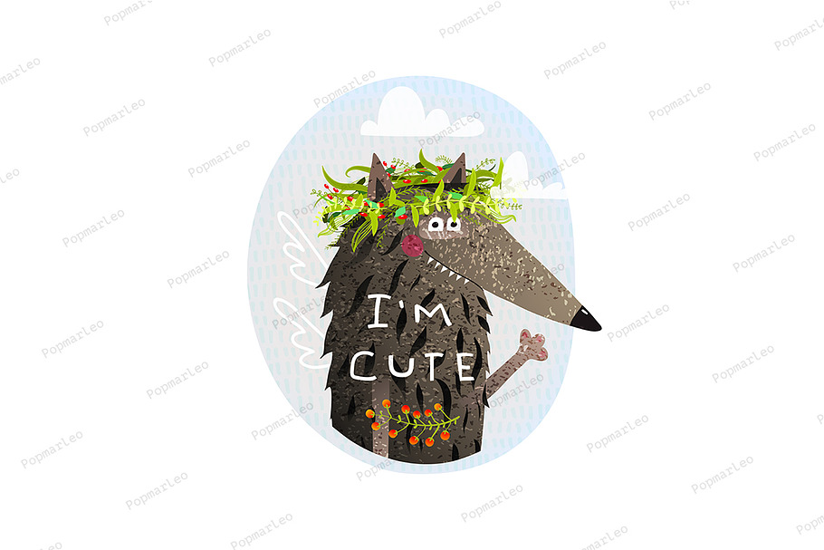 Cute Wolf with Wings in Illustrations - product preview 8