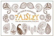 Boho Paisley Line Art Illustrations