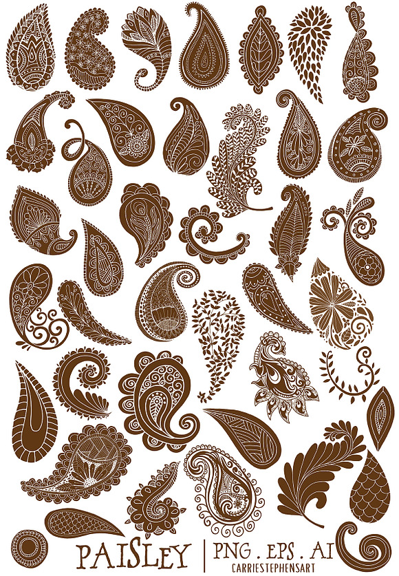Boho Paisley Line Art Illustrations in Illustrations - product preview 2