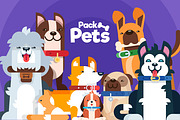 Pack Pets, color. Full editable!