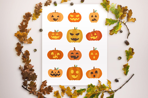 12 Jack O' Lanterns Clipart in Illustrations - product preview 1