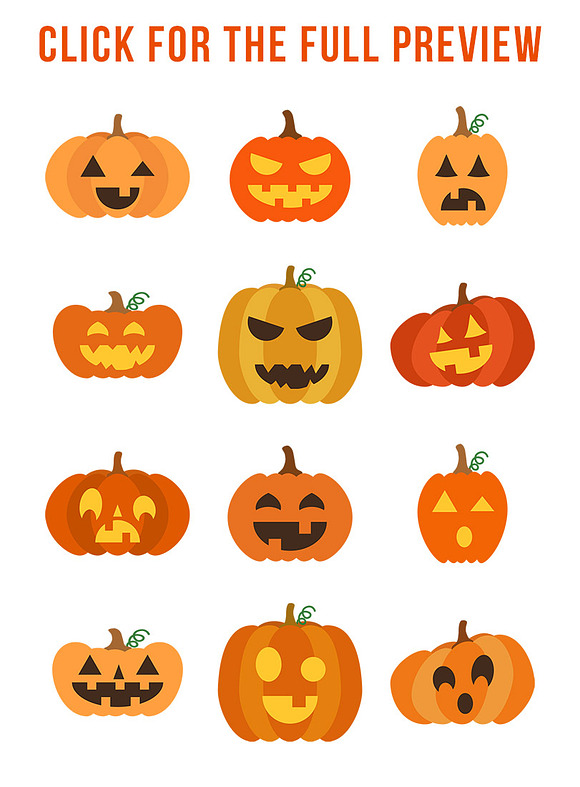 12 Jack O' Lanterns Clipart in Illustrations - product preview 2