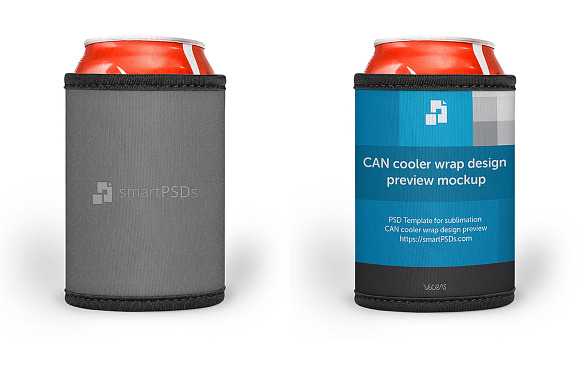 Can Cooler Wrap Design Mockup  in Mockup Templates - product preview 1