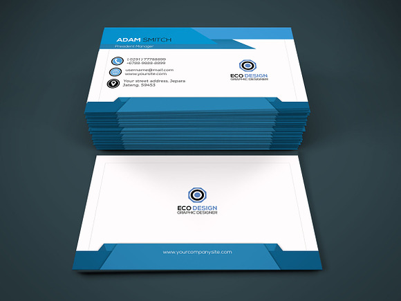 Creative Blue Business CArd in Business Card Templates - product preview 2
