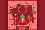 Education color isometric concept