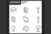 Interior outline isometric icons