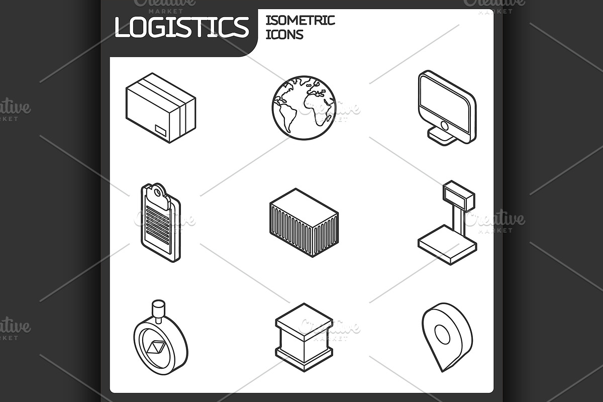 Logistics outline isometric icons in Illustrations - product preview 8