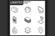 Logistics outline isometric icons